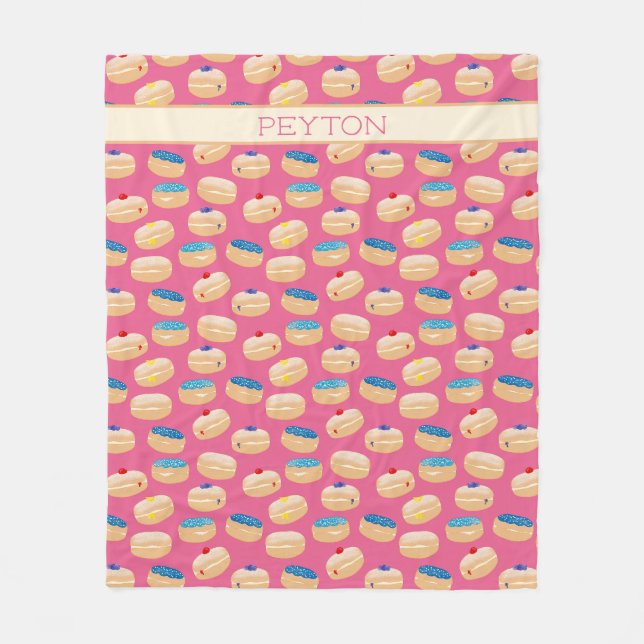 Couverture Polaire Yummy Sufganiyot Jelly Donuts Motif Hanoukka (Devant)