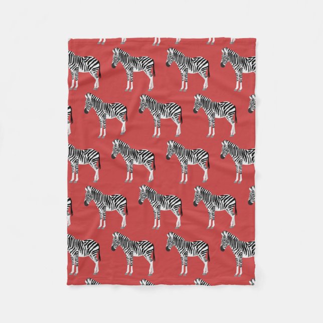 Couverture Polaire Zebra Exotic Animal Motif Deep Red (Devant)