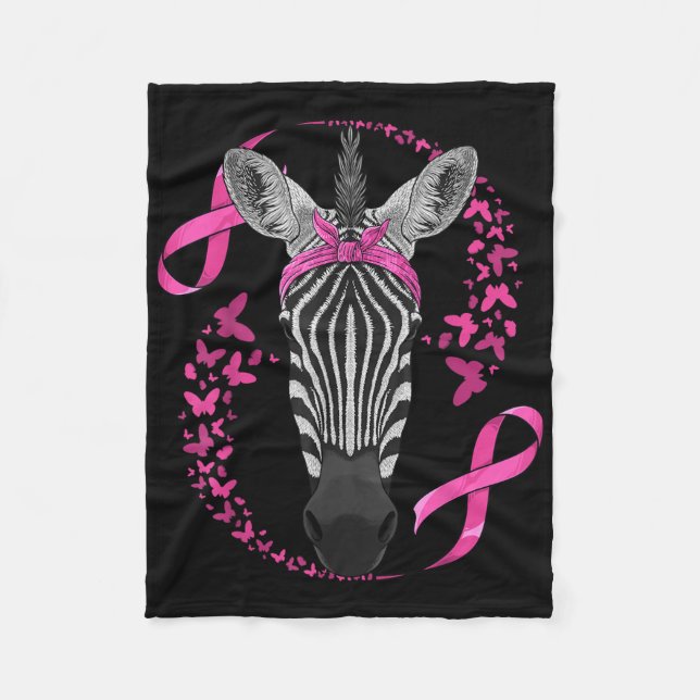 Couverture Polaire Zebra Sensibilisation au cancer du sein Pink Banda (Devant)