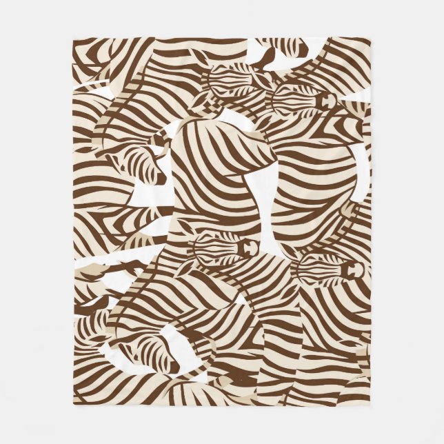 Couverture Polaire Zèbres, savane sauvage, motif sans soudure (Devant)