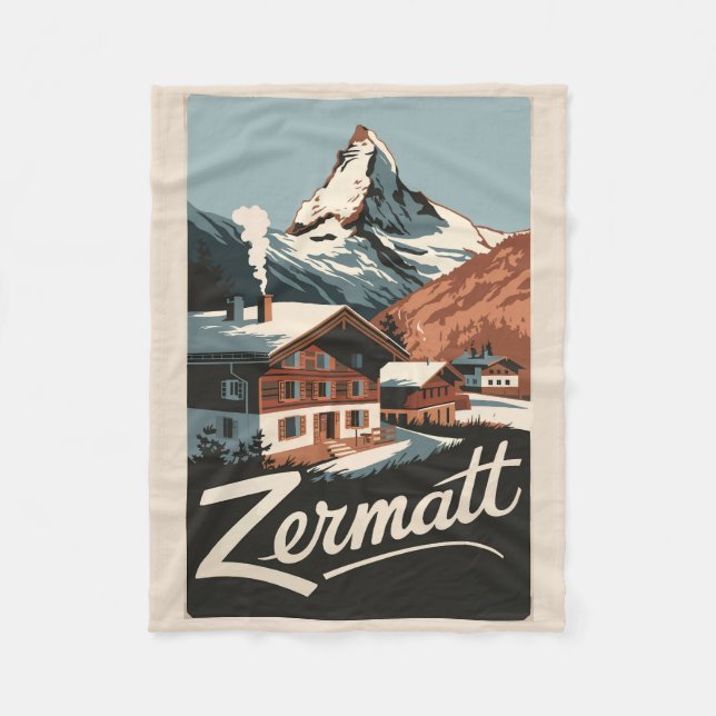 Couverture Polaire Zermatt Suisse Travel Art Vintage (Devant)