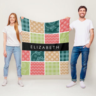 Couverture Polaire Zigzag, Chevron, En vichy, Pois, Votre Nom
