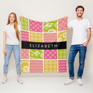 Couverture Polaire Zigzag, Chevron, Pois, En vichy, Votre Nom