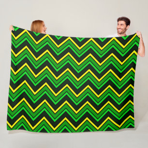 Couverture Polaire Zigzag de chevron vert, noir et jaune