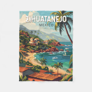 Couverture Polaire Zihuatanejo Mexique Voyage Art Vintage