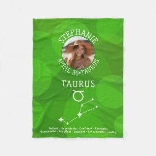 Couverture Polaire Zodiac Taurus Personnalisé Anniversaire Photo Astr