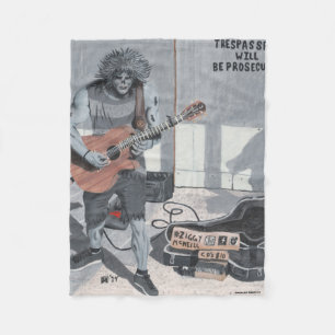 Couverture Polaire Zombie Guitare Street Musicien Imaginaire Art Blan