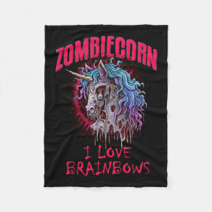 Couverture Polaire Zombie Unicorn I Love Brainbows Punk Gothic Goth H