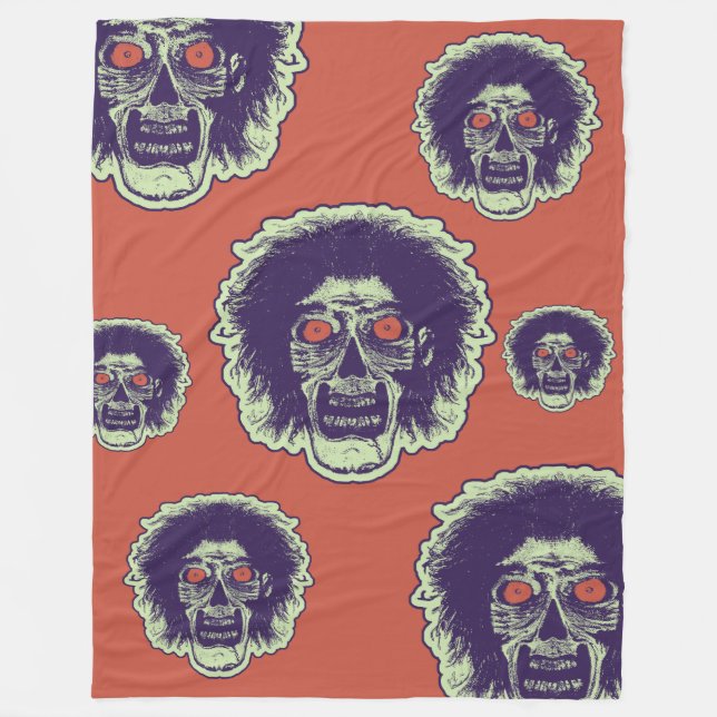Couverture Polaire ZOMBIE - Yeux orange multi-faces (Devant)