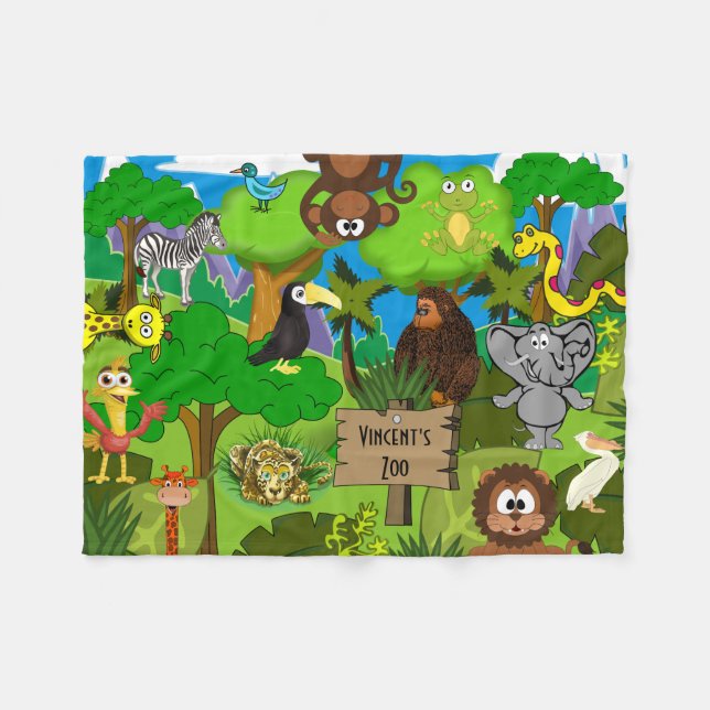 Couverture Polaire Zoo personnalisé pour enfant (Devant (Horizontal))