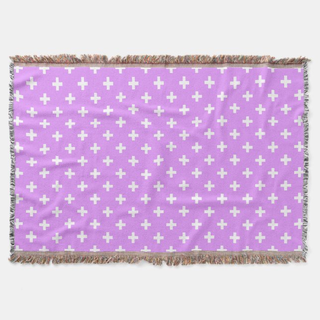 Couverture Polka blanche croise sur lilas (Devant)