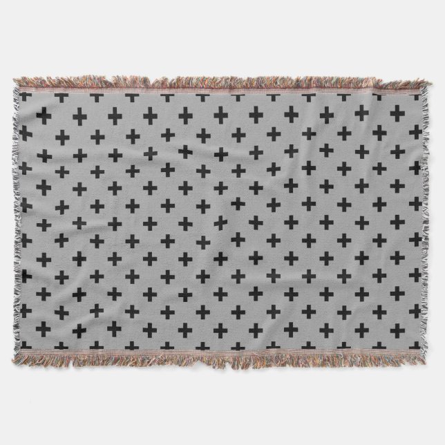 Couverture Polka noire croise sur gris (Devant)