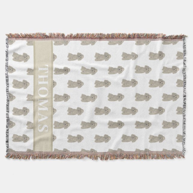 Couverture Poodle Personnalisé (Gris Argent)  (Devant)
