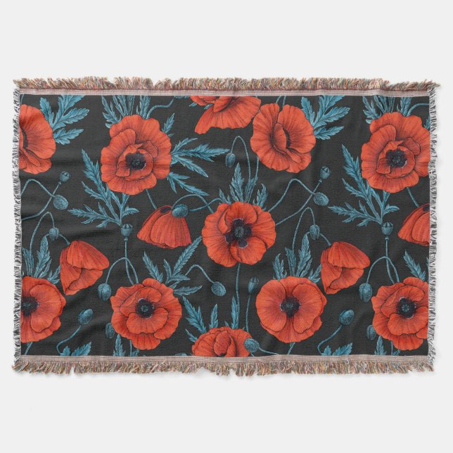 Couverture Poppies, rouge et bleu sur noir (Devant)