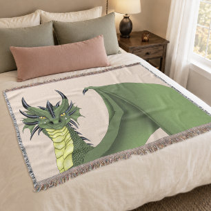 Couverture Portrait de dragon mignon vert Fantaisie pêche 