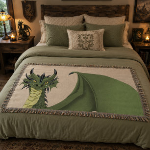 Couverture Portrait de dragon mignon vert sur fond pêche