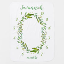 Boho Feuilles Baby Name Monthly Milestone Photo