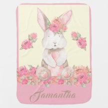 Cute Bunny Floral Boho rose Personnalisé