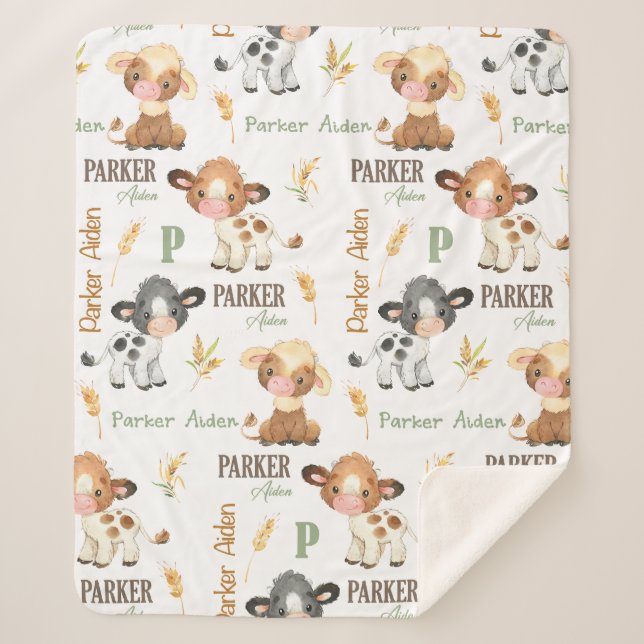 Couverture pour bébé de vache personnalisée | Sher (Devant)