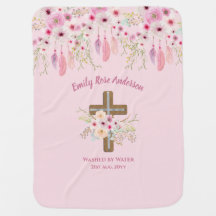 Filles Boho Floral Rose BAPTISM CHRISTENING