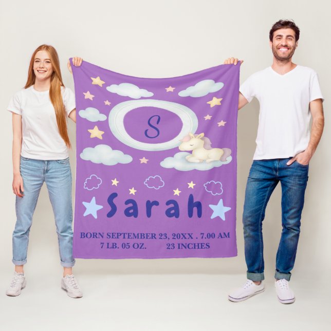 Couverture pour bébé lunaire avec étoiles et nuage (En situation)