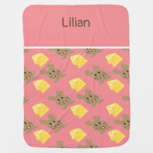 Nom personnalisé souris et motif rose fromage