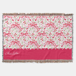 Couverture Preppy Hand Drawn Coquette Pink Red Bows