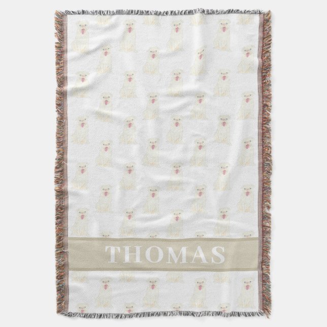 Couverture Pug Personnalisé (Blanc)  (devant Vertical)