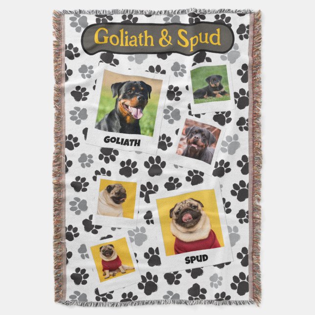 Couverture Puppy Paws Personalized Photo Collage (devant Vertical)