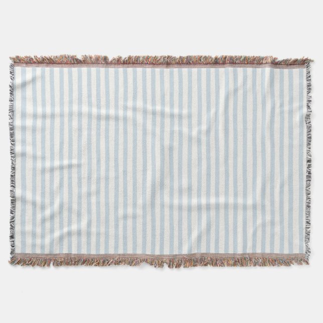 Couverture Rayures Blanches Bleu Ciel (Devant)