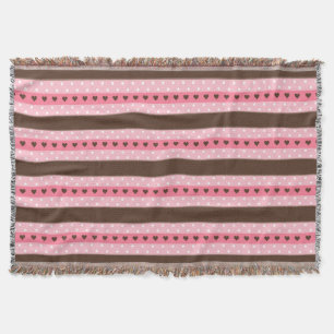 Couverture Rayures et motif de pois roses et Brown Girly