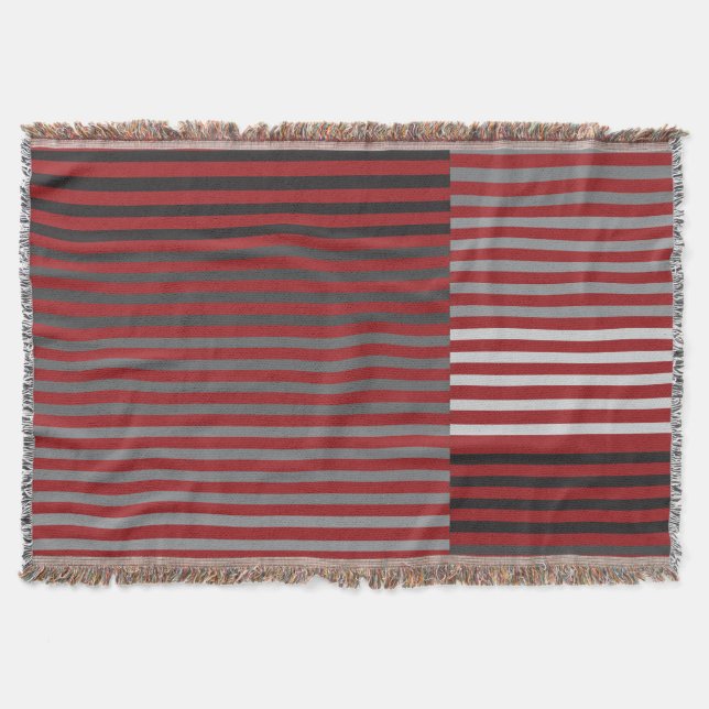 Couverture Red, Gray, Black, White Stripes (Devant)