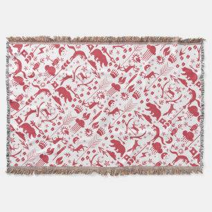 Couverture Red Rustic Holiday Moon Nuages Bear Deer Lodge