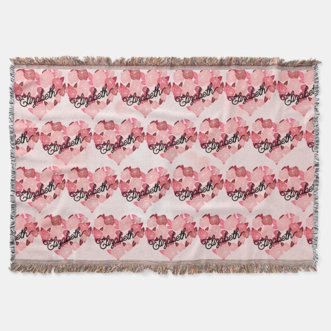 Couverture Retro Boho Floral I Heart Nom calligraphie texte (Devant)