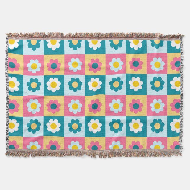 Couverture Retro Cute colorful Pastel Flowers Pattern  (Devant)