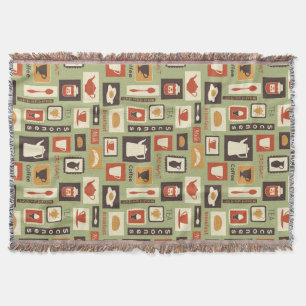 Couverture Rétro motif avec des plats de cuisine pour le