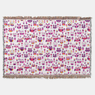 Couverture rétro motif coloré d'oiseau de hibou