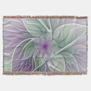 Couverture Rêve de fleurs, Abstrait violet vert Fractal Art