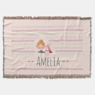 Couverture rose pâle Ballerine "A" Monogramme Nom