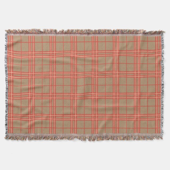 Couverture Rose, Pêche et Brown Plaid (Devant)