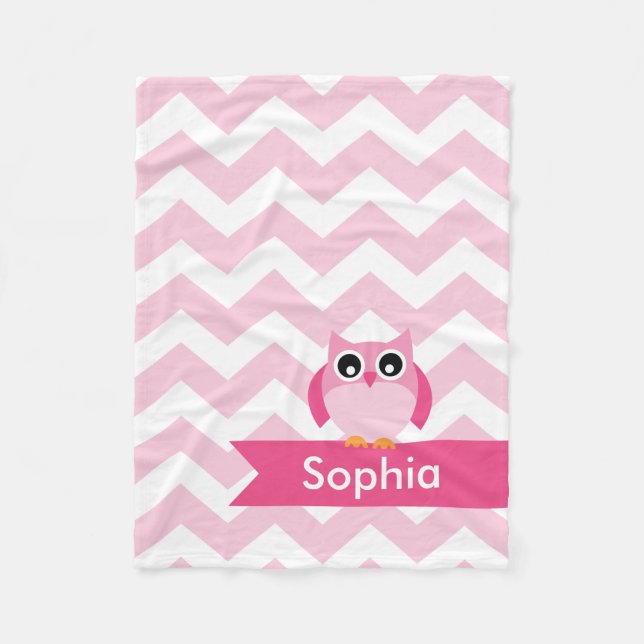 Couverture rose personnalisée d'ouatine de hibou (Devant)