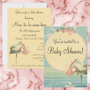 Couverture rose vintage, Baby shower Invitation