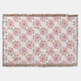 Couverture Roseraie rose vintage cottage Throw Blanket