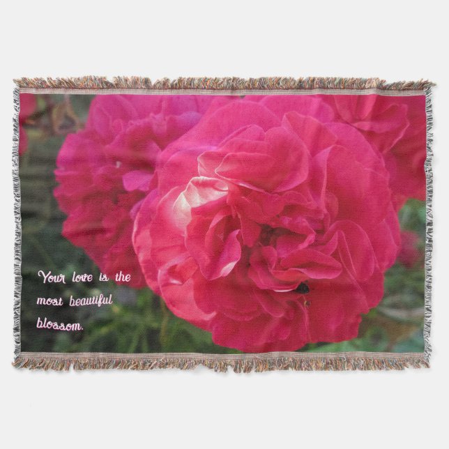 Couverture Roses roses chauds - Fête des mères personnalisée (Devant)