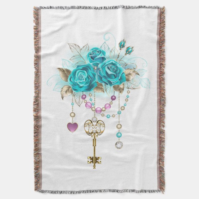 Couverture Roses turquoise avec touches (devant Vertical)