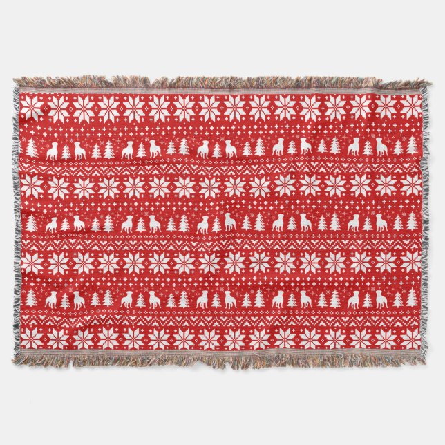 Couverture Rottweiler Chien Silhouettes Joli Motif de Noël (Devant)