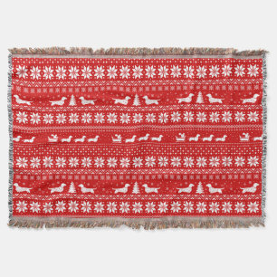 Couverture Rouge de motif de chandail de Noël de teckels