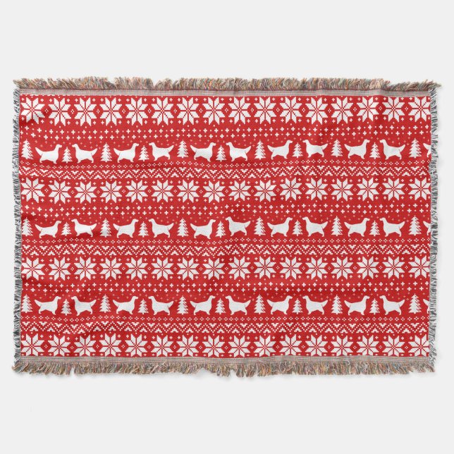 Couverture Rouge de motif de Noël de silhouettes de poseur (Devant)