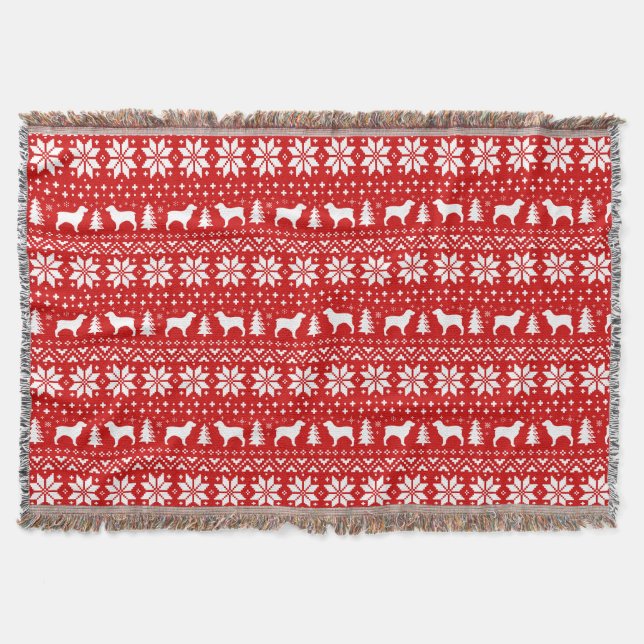 Couverture Rouge de motif de Noël de silhouettes d'épagneul (Devant)