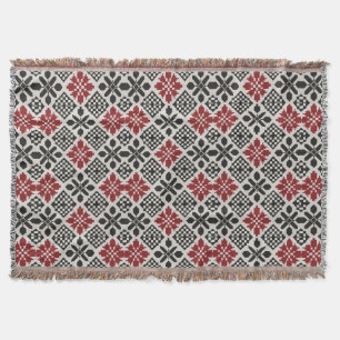 Couverture Rouge noir blanc géométrique folk Motif ethnique